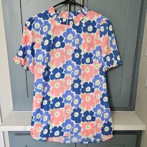 NWOT Floral Print Women's Top By Jodifl- Pink and Blue